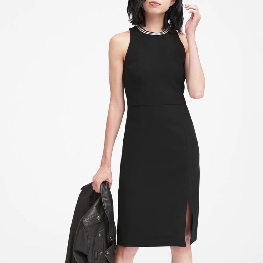 Stretch Racer-Neck Sheath Dress Banana Republic
